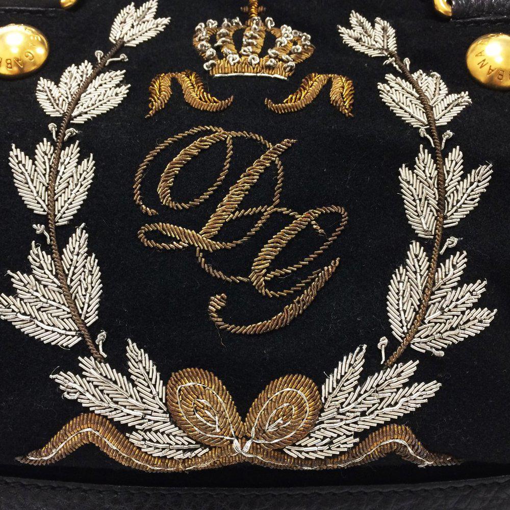 Dolce & Gabbana Black Embroidered Shoulder Bag