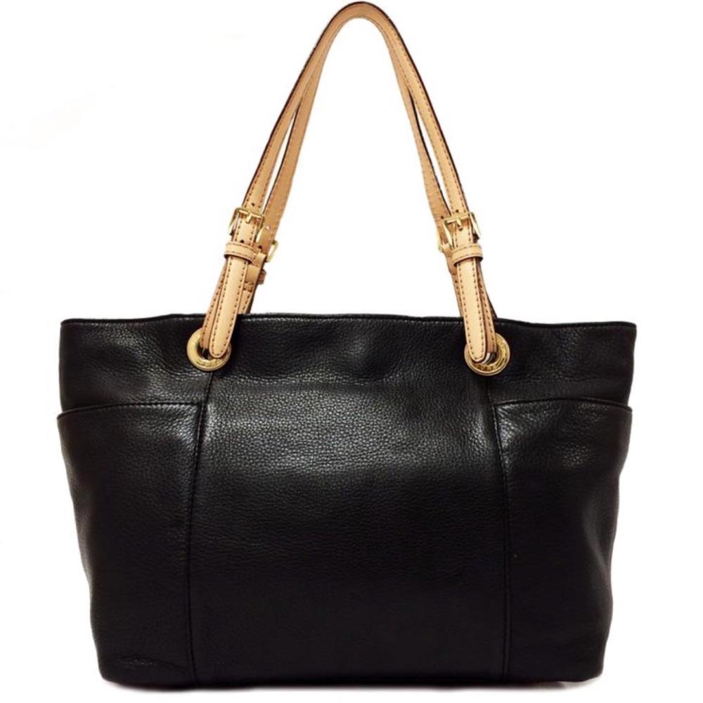 MICHAEL KORS Jet Set Top Zip Black Leather Bag