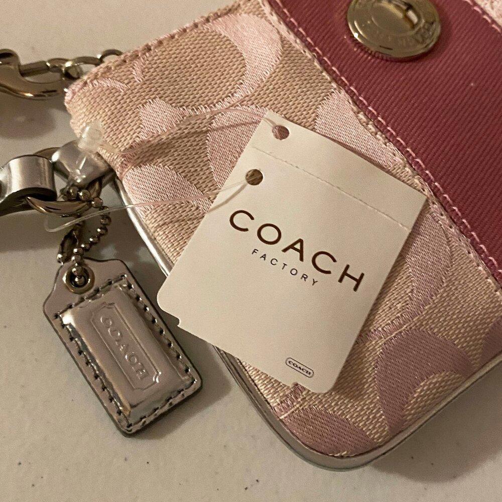 COACH F42251 Pink Signature Strap Wristlet