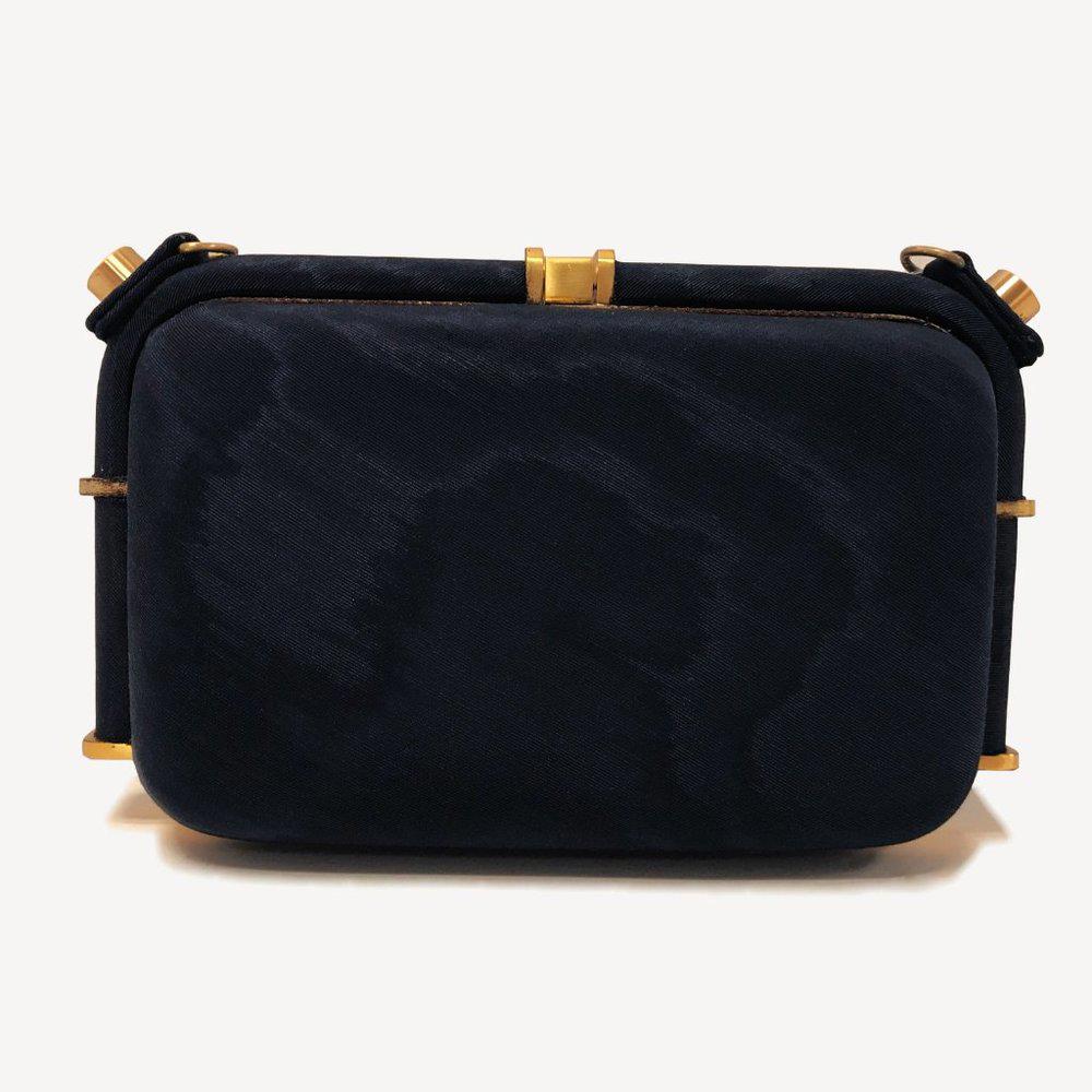 DVF Coryn Moire Navy Blue Nylon Clutch