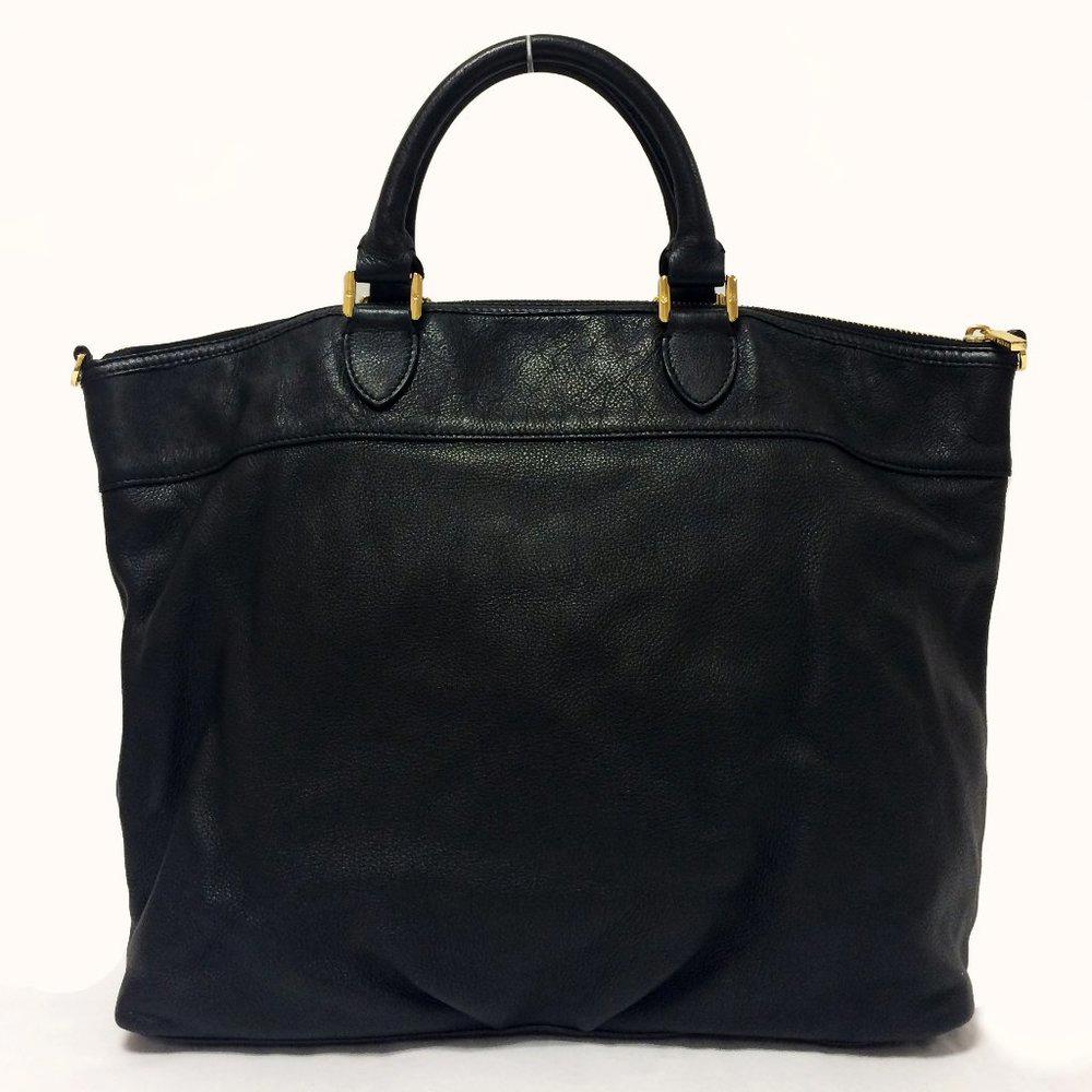 Tory Burch Stacked Double -T Black Leather Bag