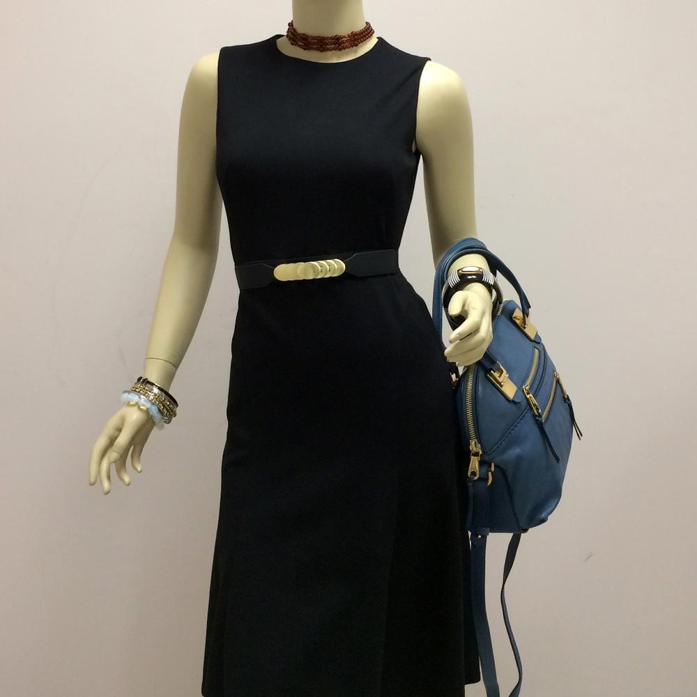 CHLOE Angie Fjord Blue Leather Satchel Bag