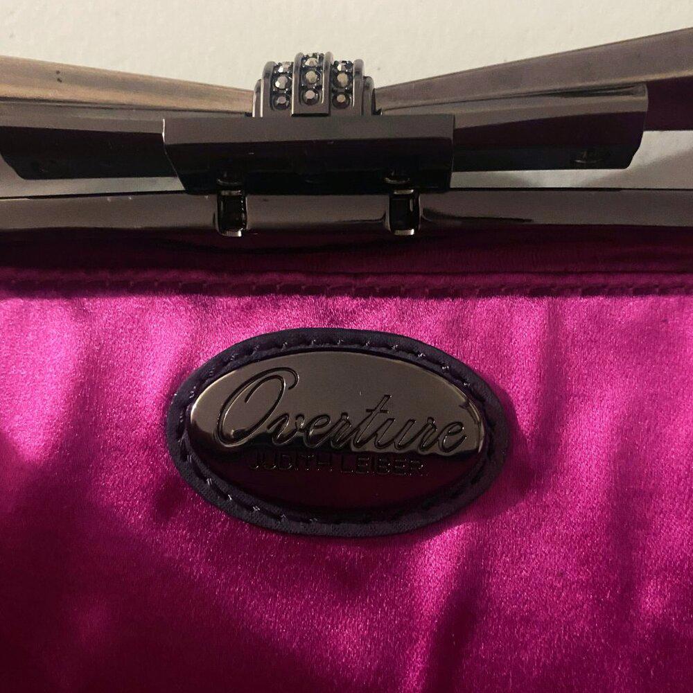 Judith Leiber Overture Carrie Clutch Evening Purple Suede Leather Bag