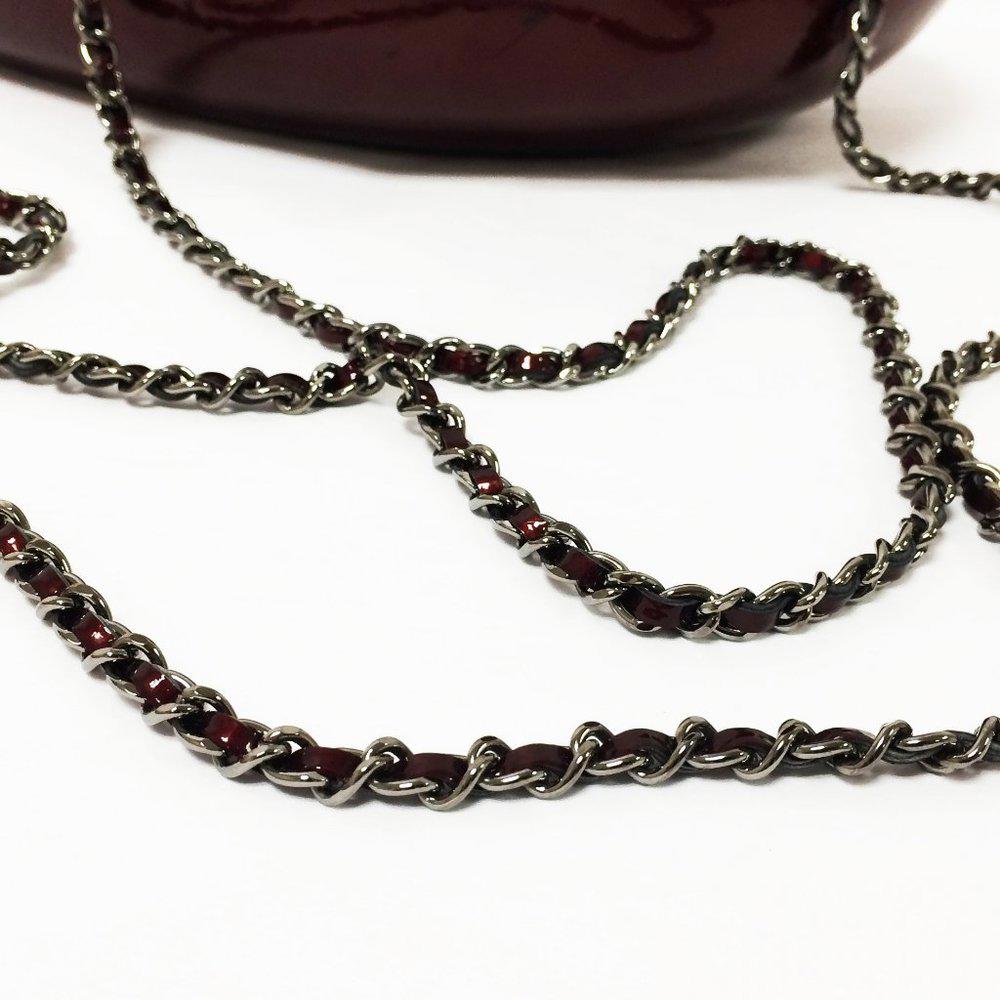 CHANEL Bordeaux Patent Leather Clutch Bag