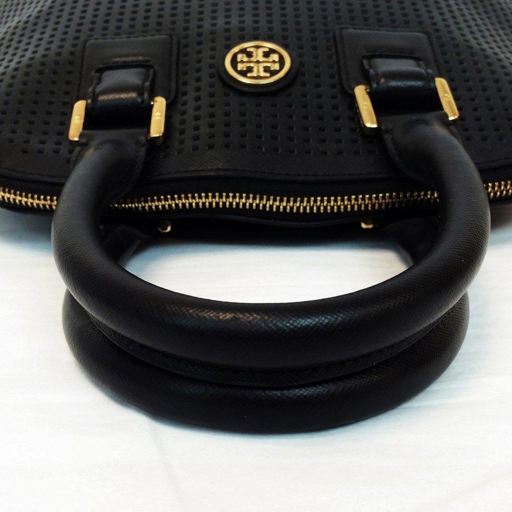 Tory Burch Robinson Perforated Black Dome Satchel