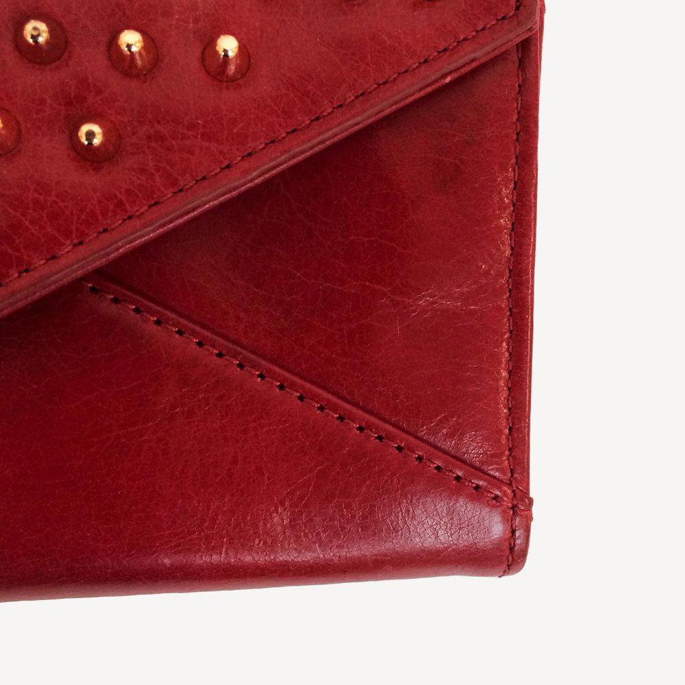 Rebecca Minkoff Red Leather Studded Chain Wallet