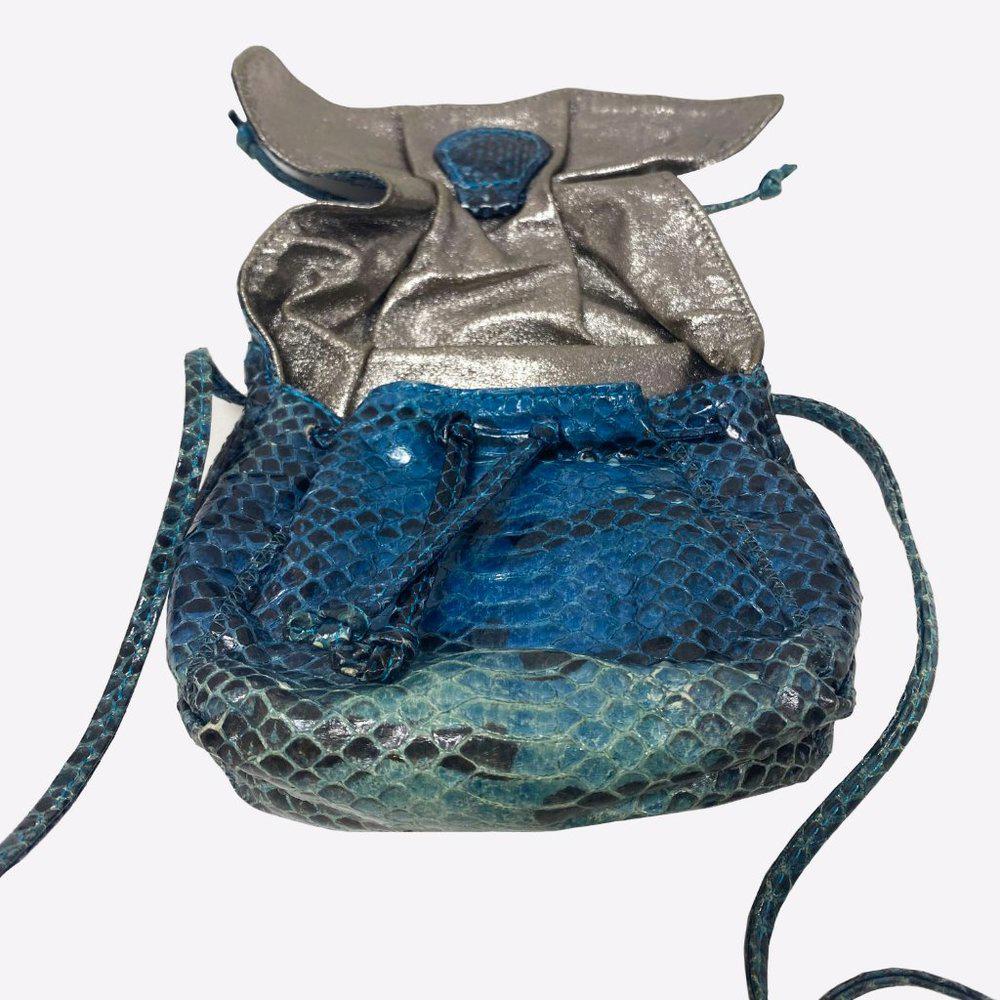 Carlos Falchi Blue Fatto Amano Butterfly Crossbody