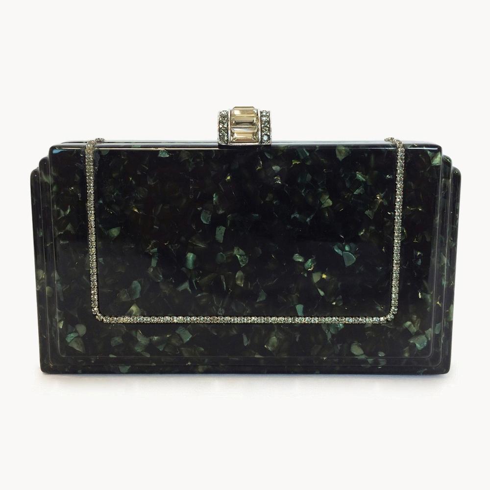 Judith Leiber Alia Emerald Resin Clutch
