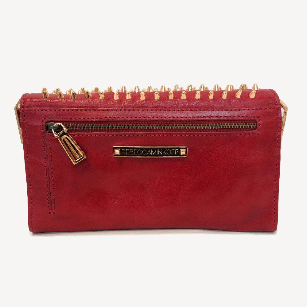 Rebecca Minkoff Red Leather Studded Chain Wallet