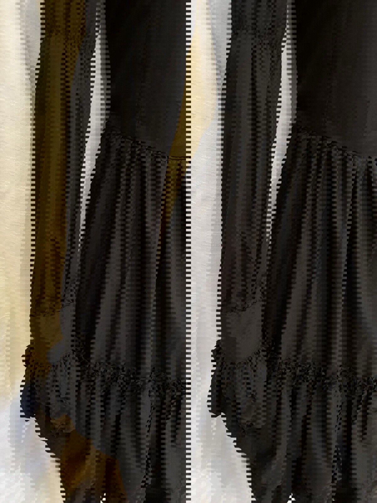 Goth Lolita Black And White Dress Cute With Bow Tiered With Ruffles Long Sleeve