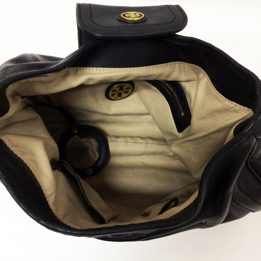 Tory Burch Edye Small Black Leather Hobo