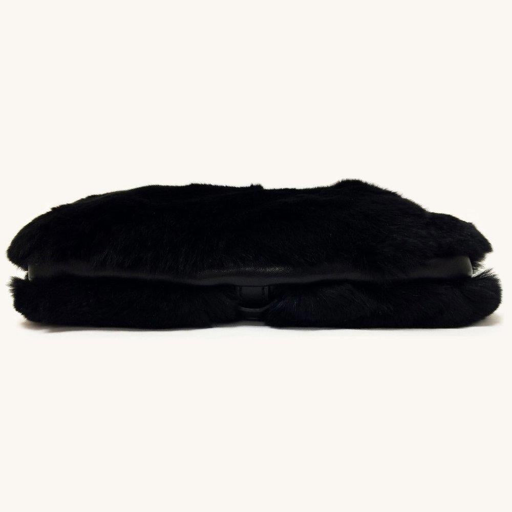 Tory Burch Peyson Muffler Black Fur Wristlet
