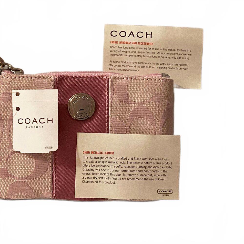 COACH F42251 Pink Signature Strap Wristlet