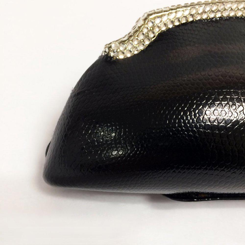 La Regale Diamond Studded Dome Leather Clutch