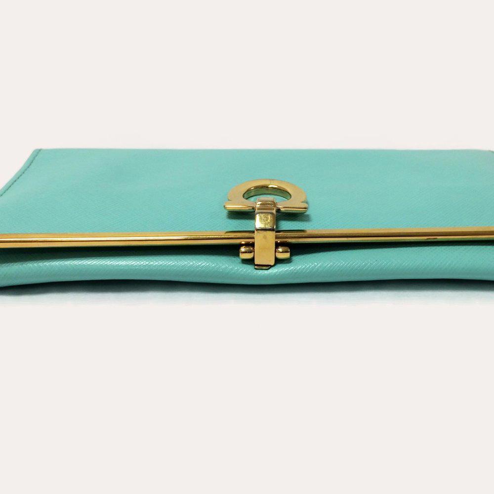 Salvatore Ferragamo Gancini Icona Teal Wallet