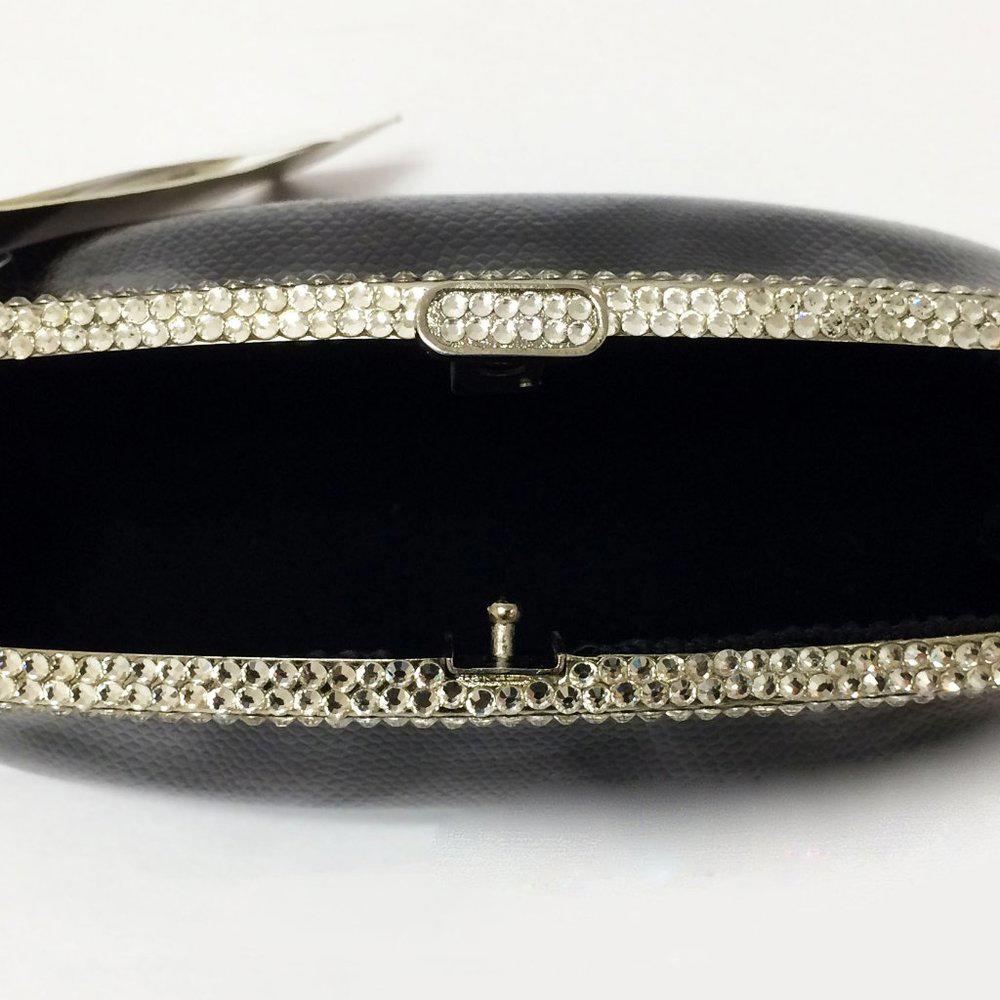 La Regale Diamond Studded Dome Leather Clutch