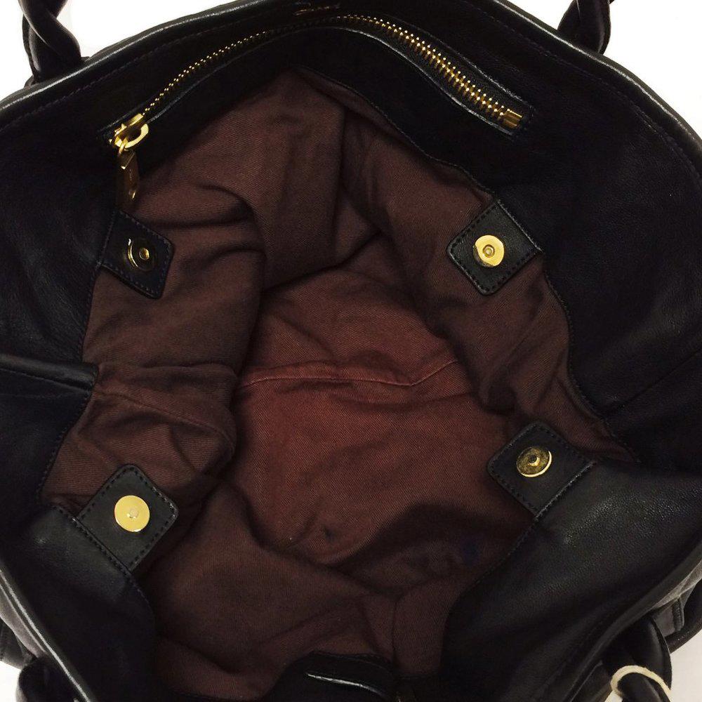 Chloe Amy Pleated Black Leather Tote