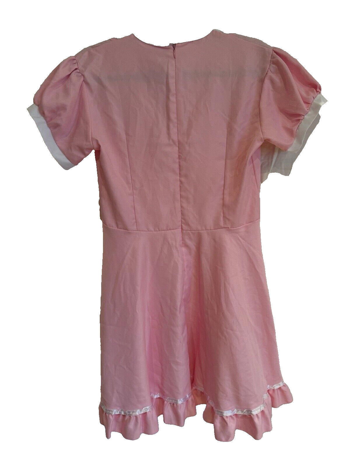 Pink Cute Coquette Dress Maid Medium Teens Puff Sleeve Lolita Size M