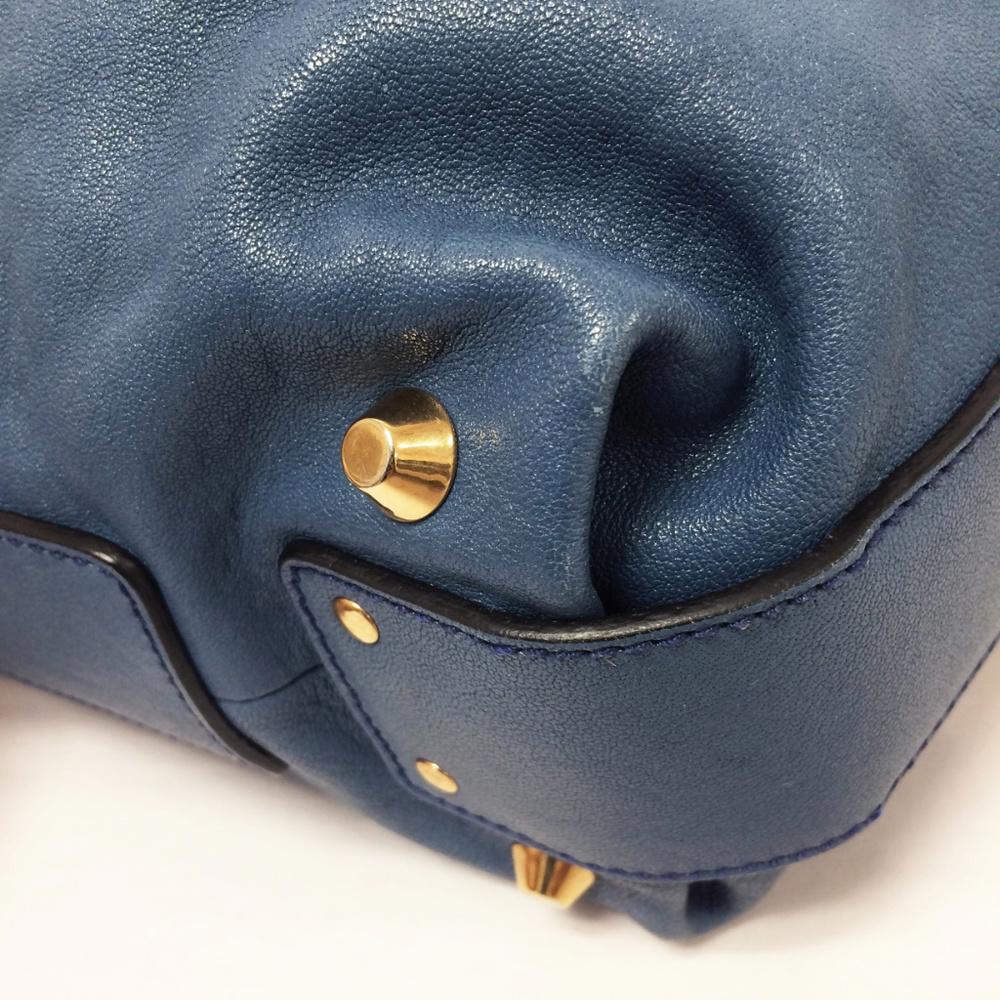 CHLOE Angie Fjord Blue Leather Satchel Bag