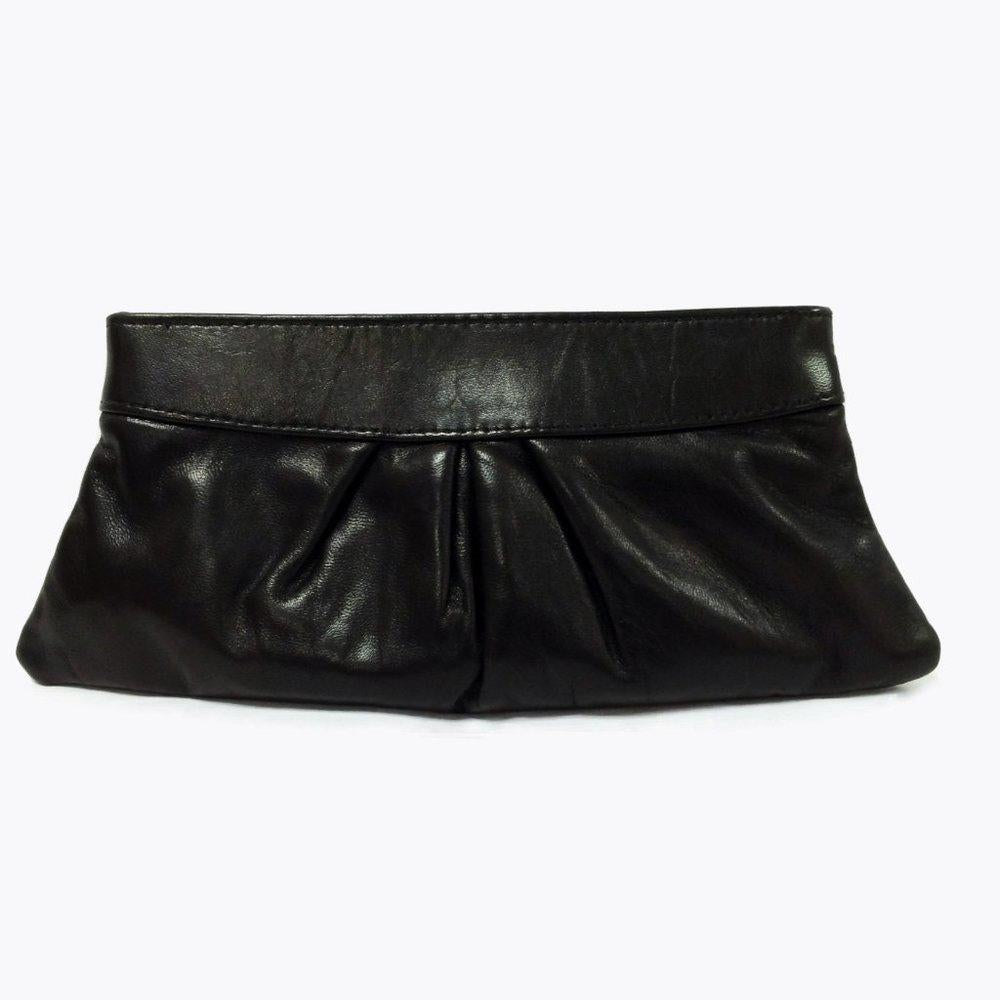 Lauren Merkin Eve Black Leather Clutch Bag