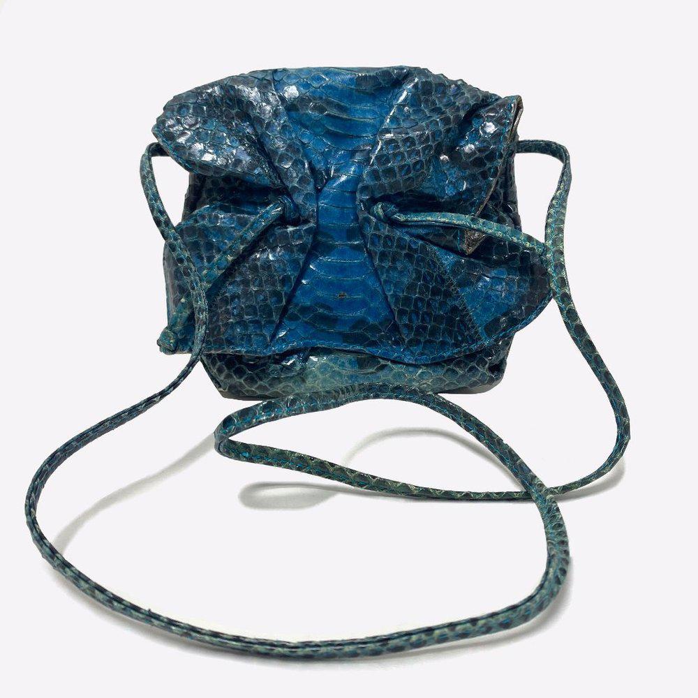 Carlos Falchi Blue Fatto Amano Butterfly Crossbody