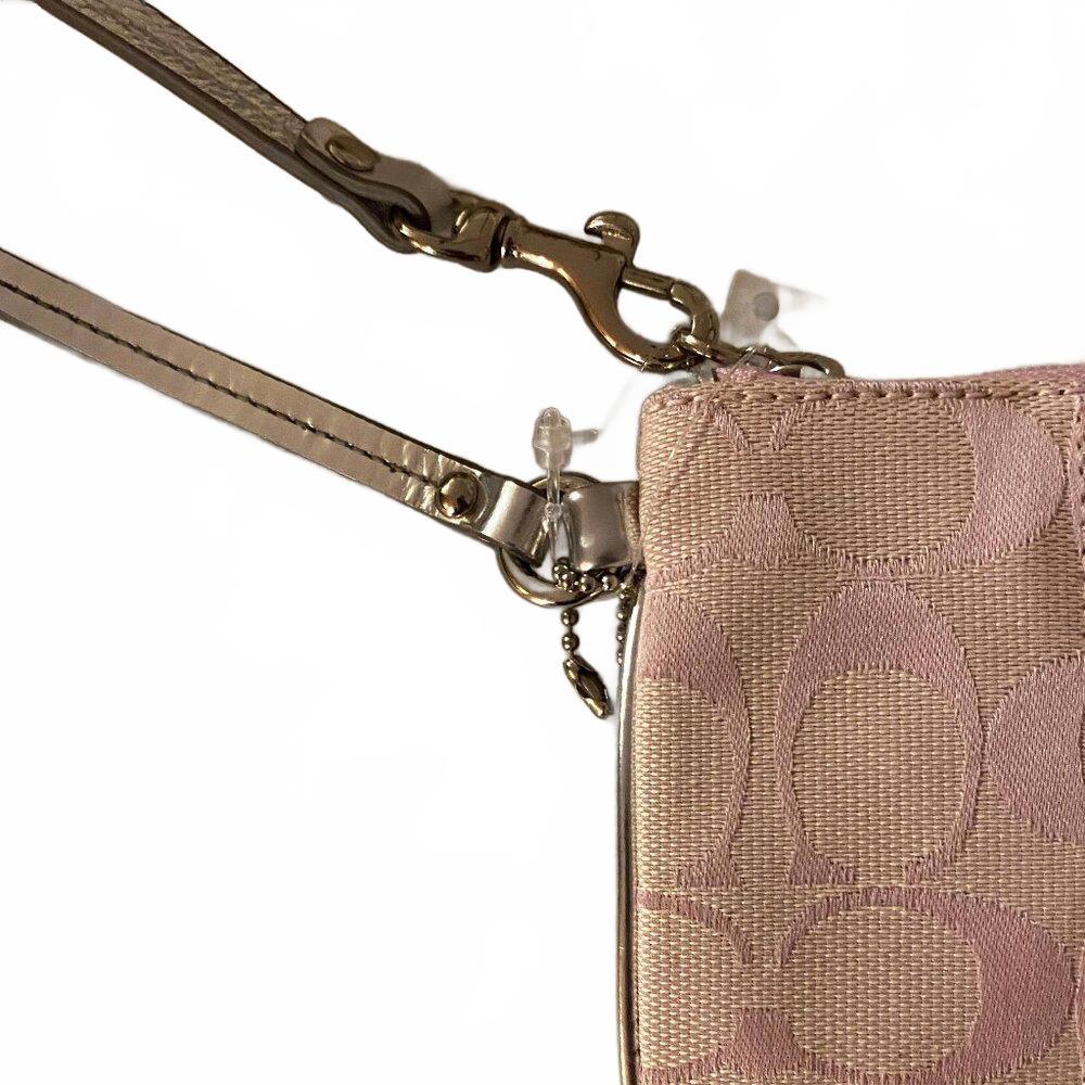 COACH F42251 Pink Signature Strap Wristlet