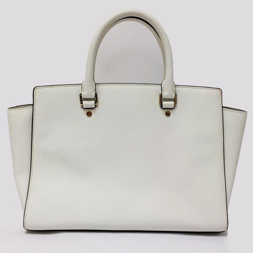 Michael by Michael kors Selma Optic White Leather Satchel
