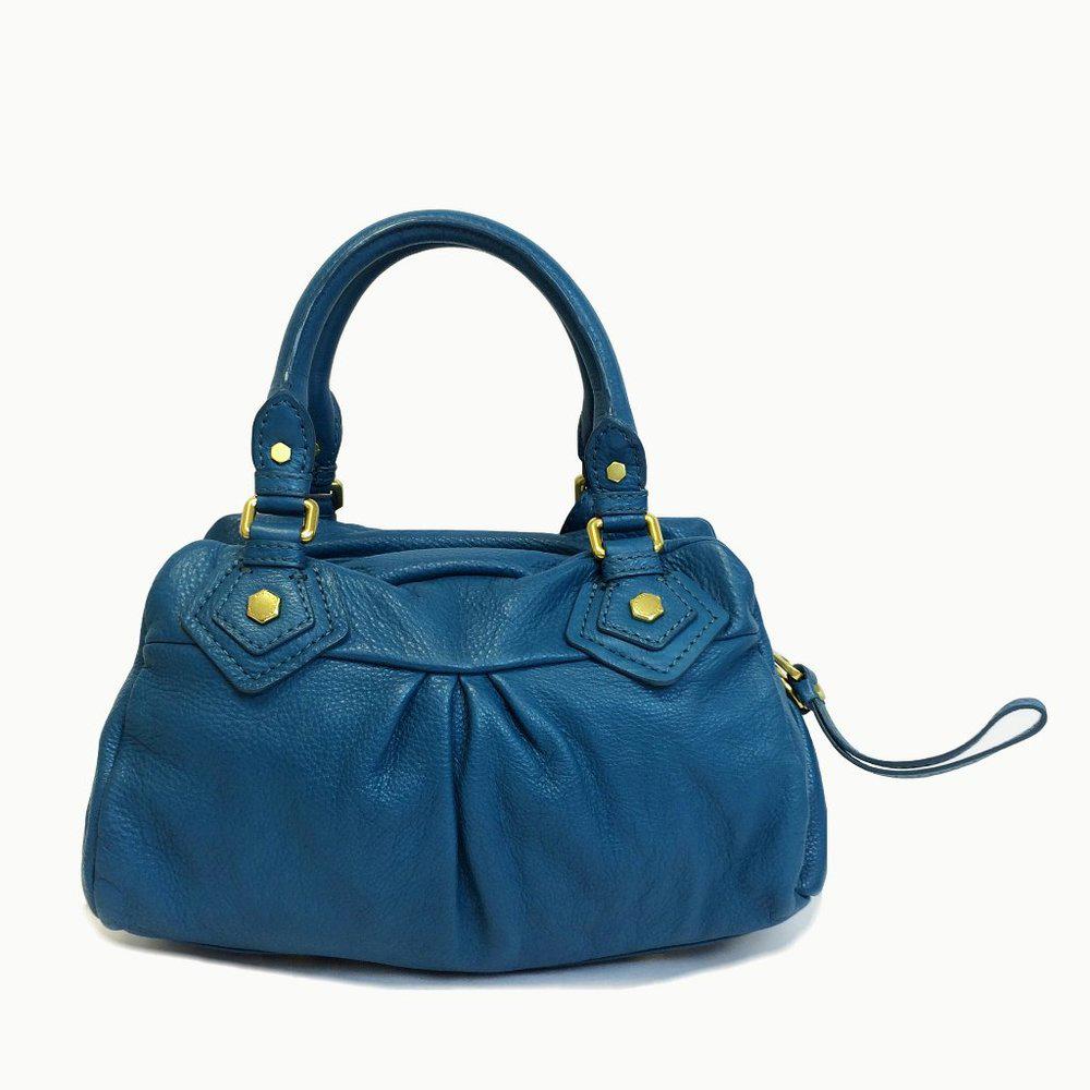 Marc by Marc Jacobs Classic Q Groovee Satchel Blue Leather Handbag