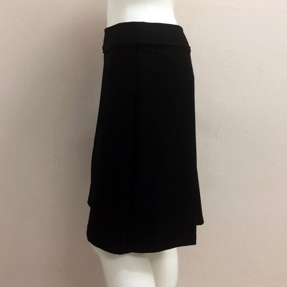 Eileen Fisher Black Fold Over Crepe Skirt