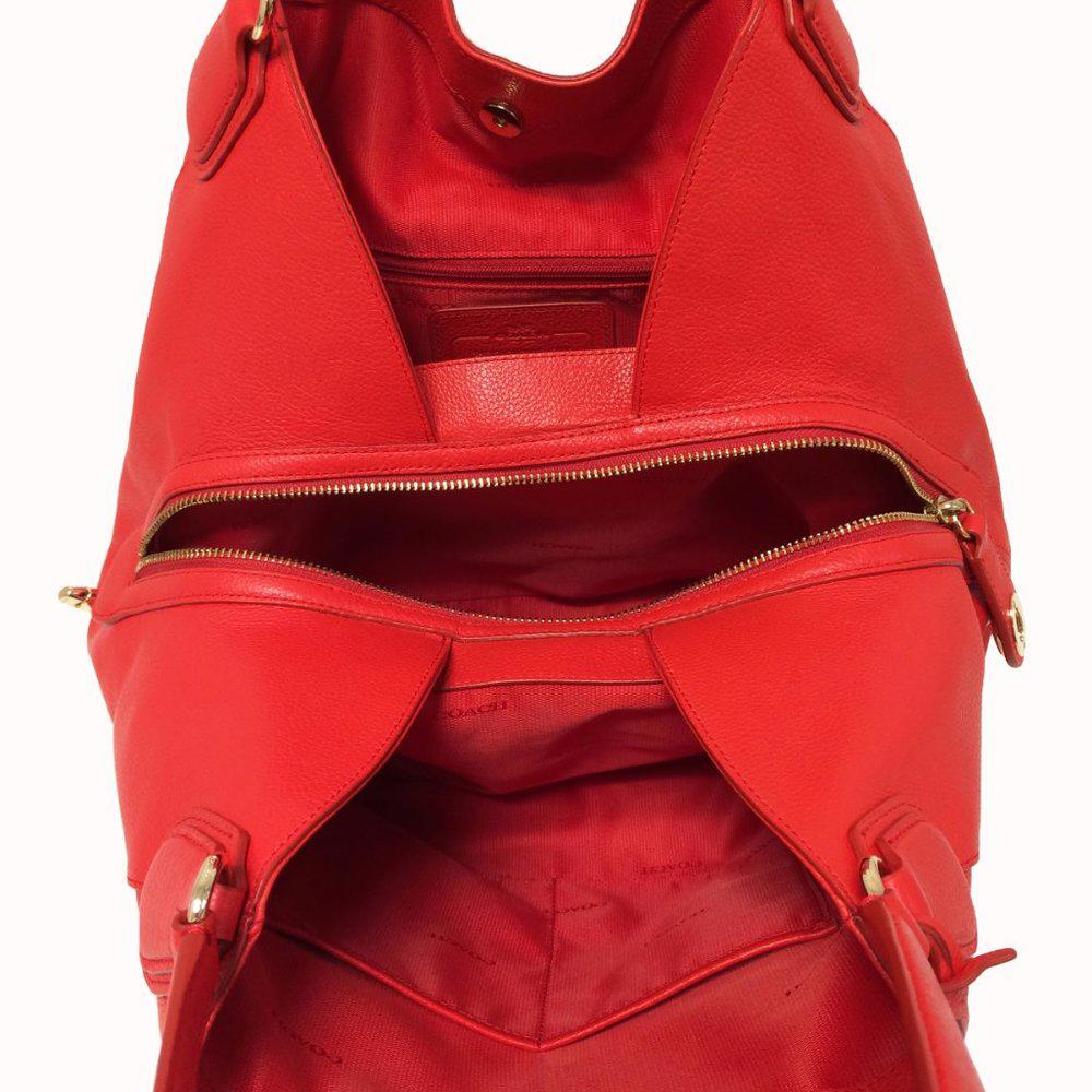COACH 33547 Edie Pebbled Leather Coral Bag