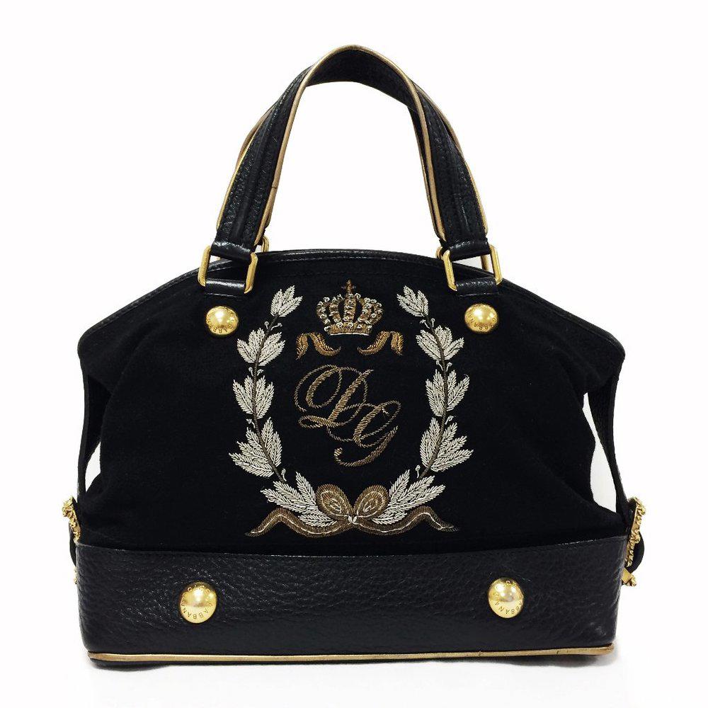 Dolce & Gabbana Black Embroidered Shoulder Bag