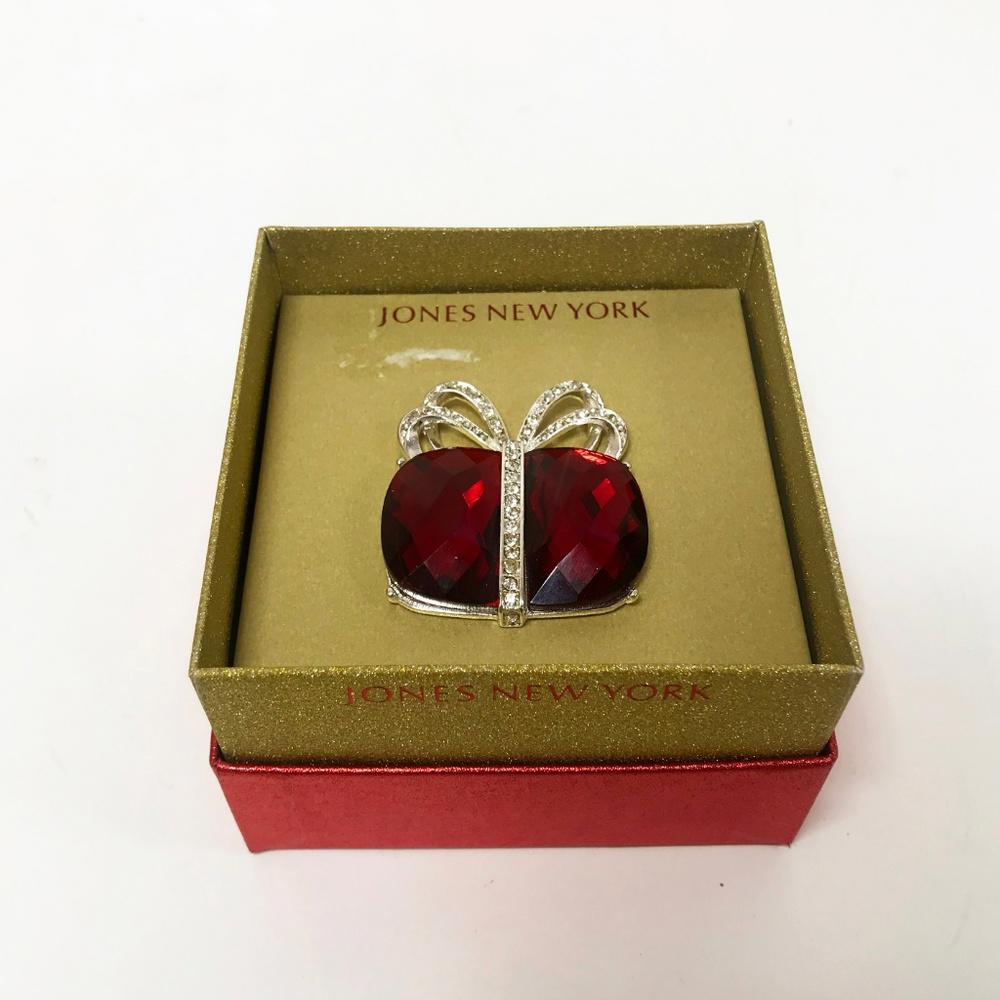 Jones New York Red Gift Box Brooche
