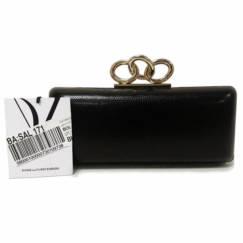 DVF Sutra Embossed Black Clutch