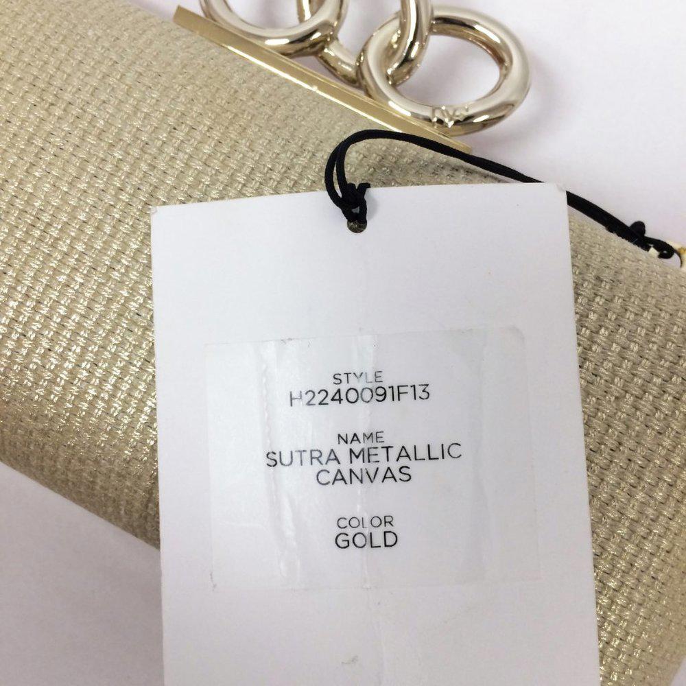 DVF Sutra Gold Metallic Miniaudiere Canvas Clutch