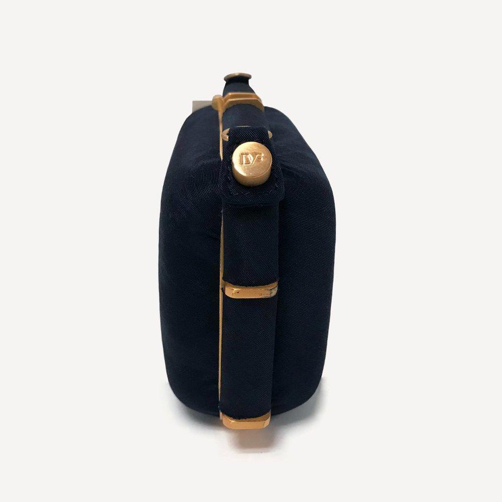 DVF Coryn Moire Navy Blue Nylon Clutch