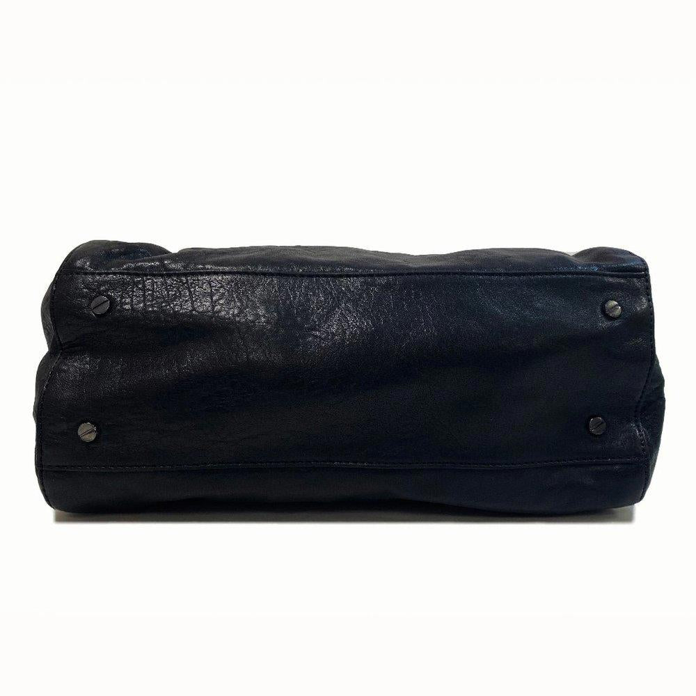 Tory Burch Audra Glazed Leather Black Satchel Bag