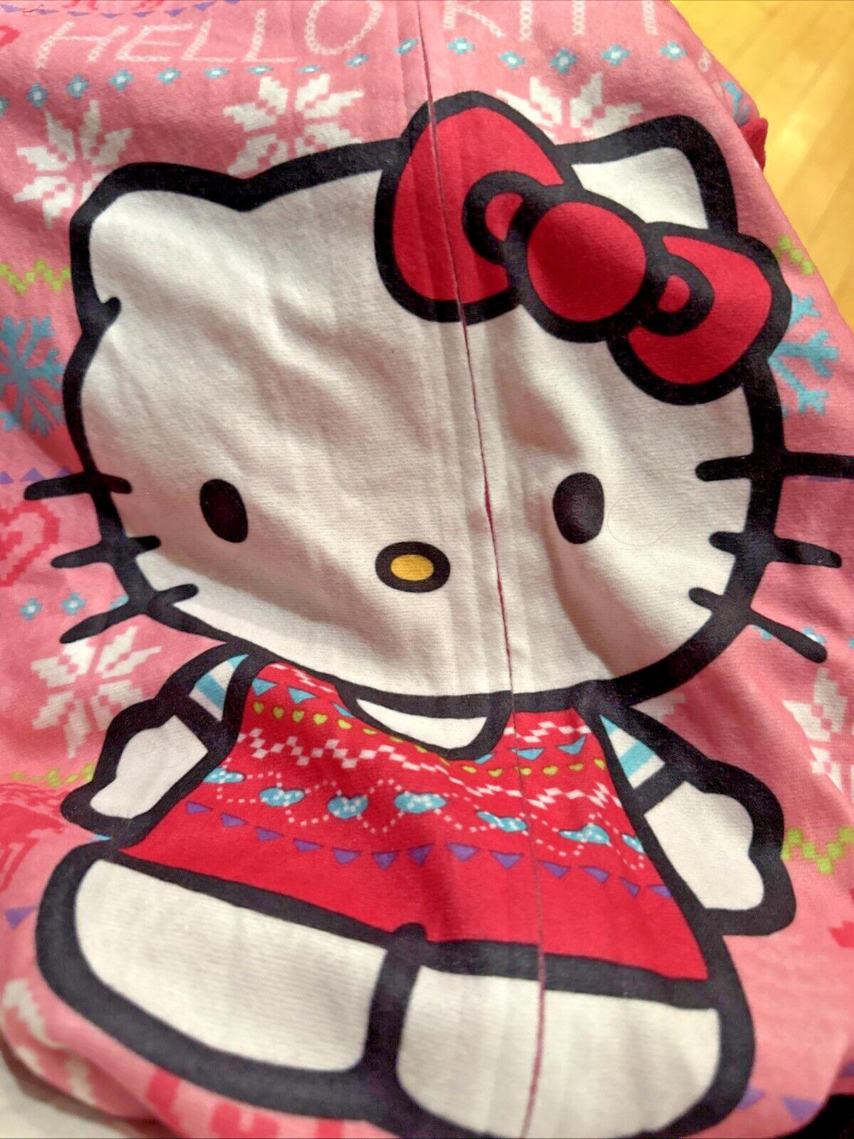 Hello Kitty One Piece Flame Resistant Girls Pink Pajama L (10-12)