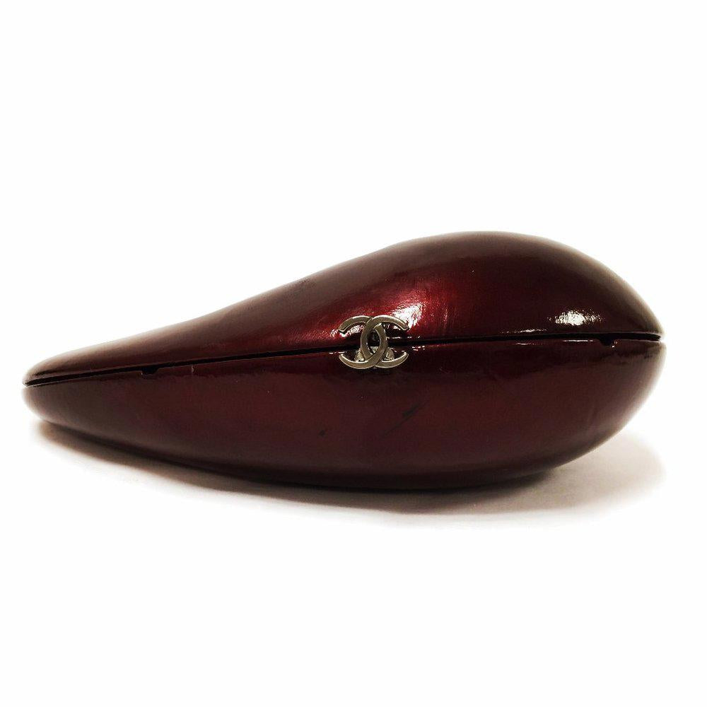 CHANEL Bordeaux Patent Leather Clutch Bag