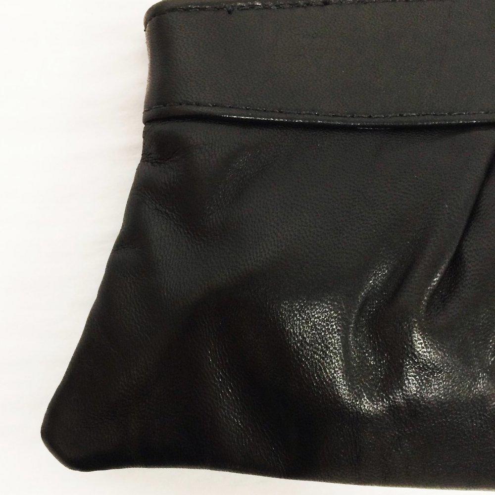 Lauren Merkin Eve Black Leather Clutch Bag