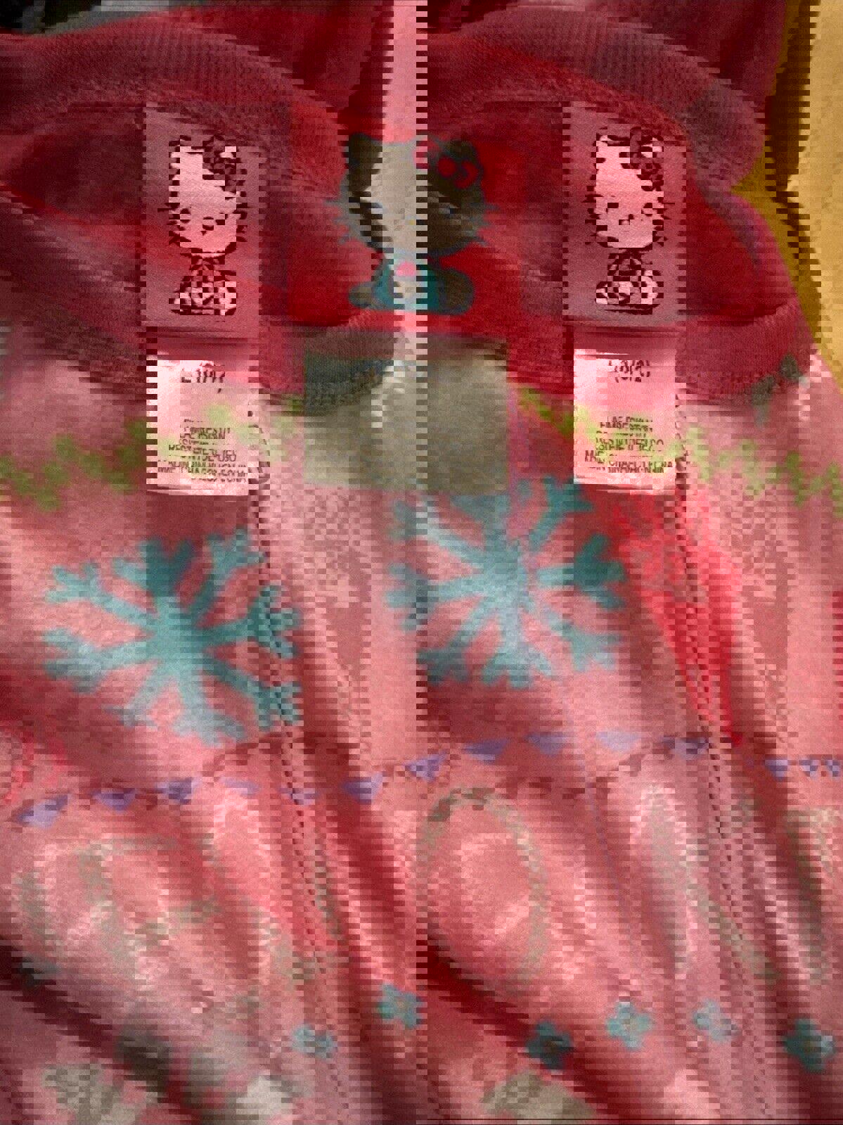 Hello Kitty One Piece Flame Resistant Girls Pink Pajama L (10-12)