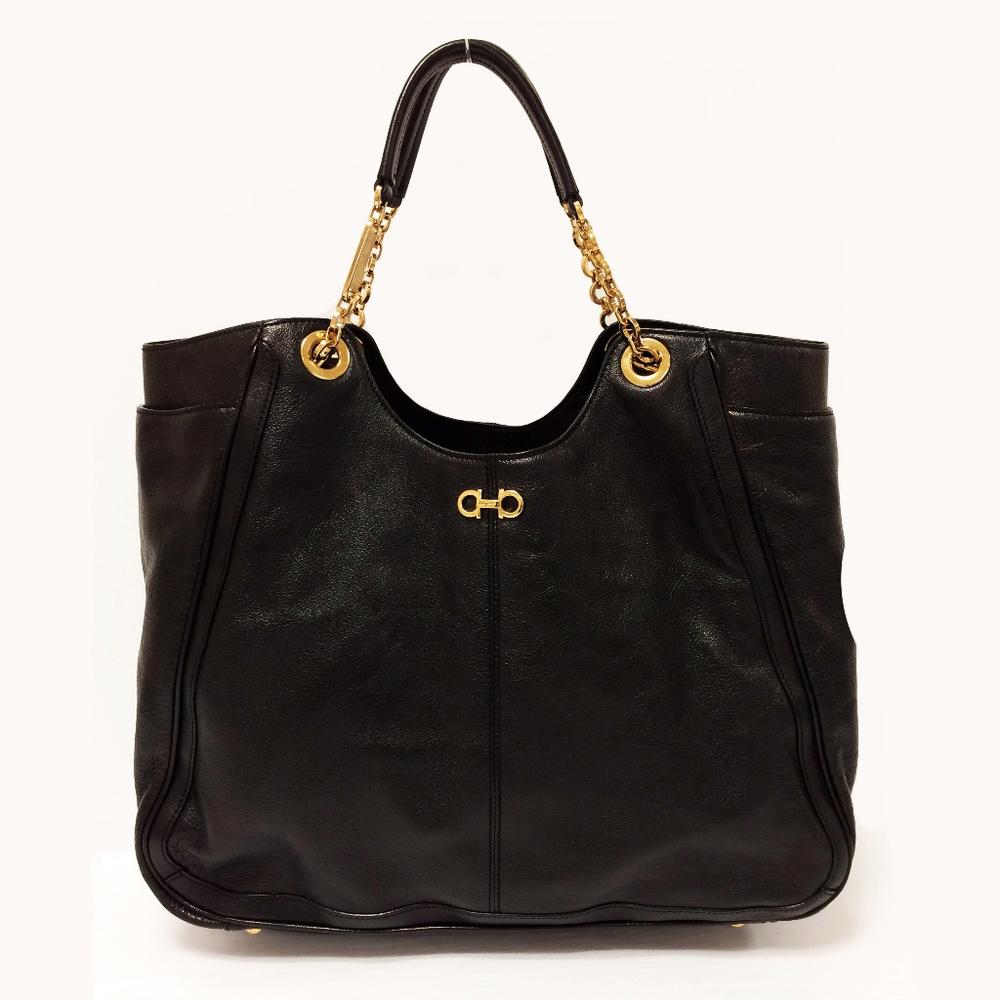 Salvatore Ferragamo Betulla Black Leather Tote Bag