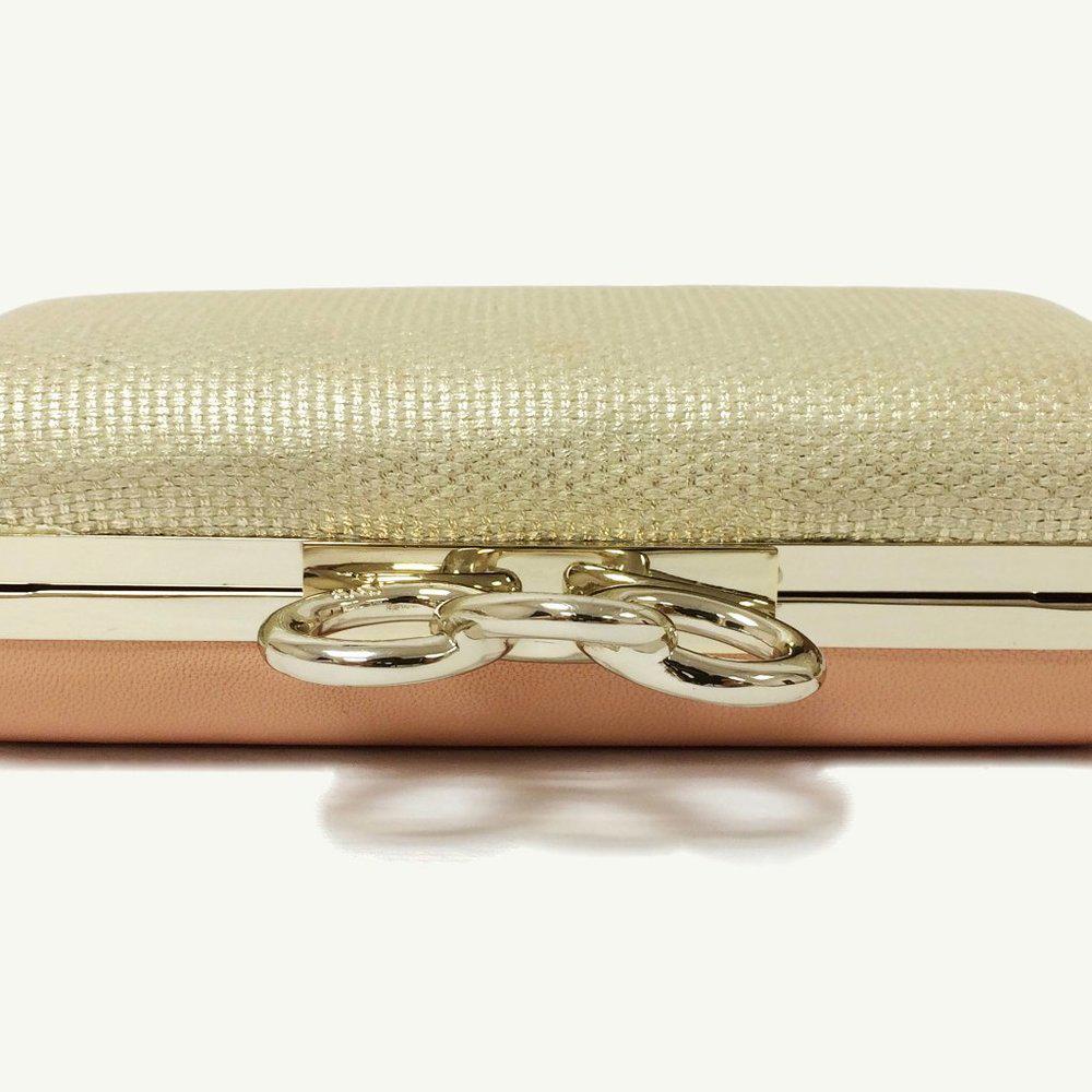 DVF Sutra Gold Metallic Miniaudiere Canvas Clutch