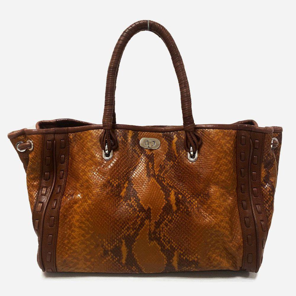 Elie Tahari Python Embossed Leather Shoulder Bag