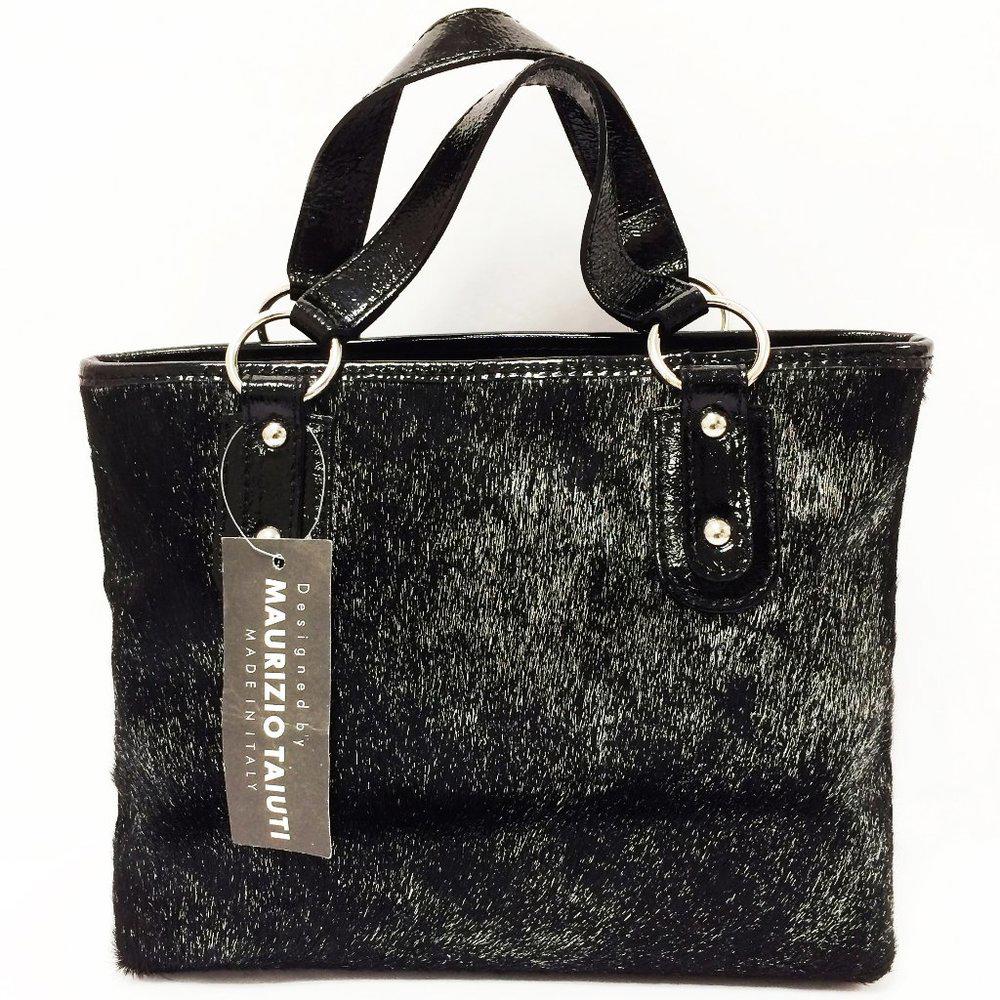 Maurizio Taiuti Silver Calf Hair Satchel Bag