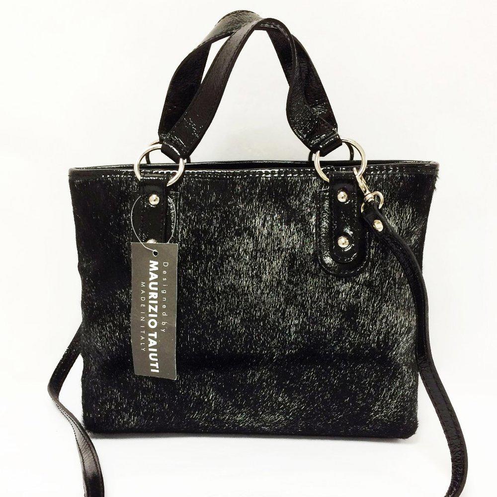 Maurizio Taiuti Silver Calf Hair Satchel Bag