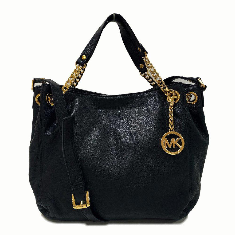MICHAEL by Michael kors Jet Set Black Leather Chain Bag