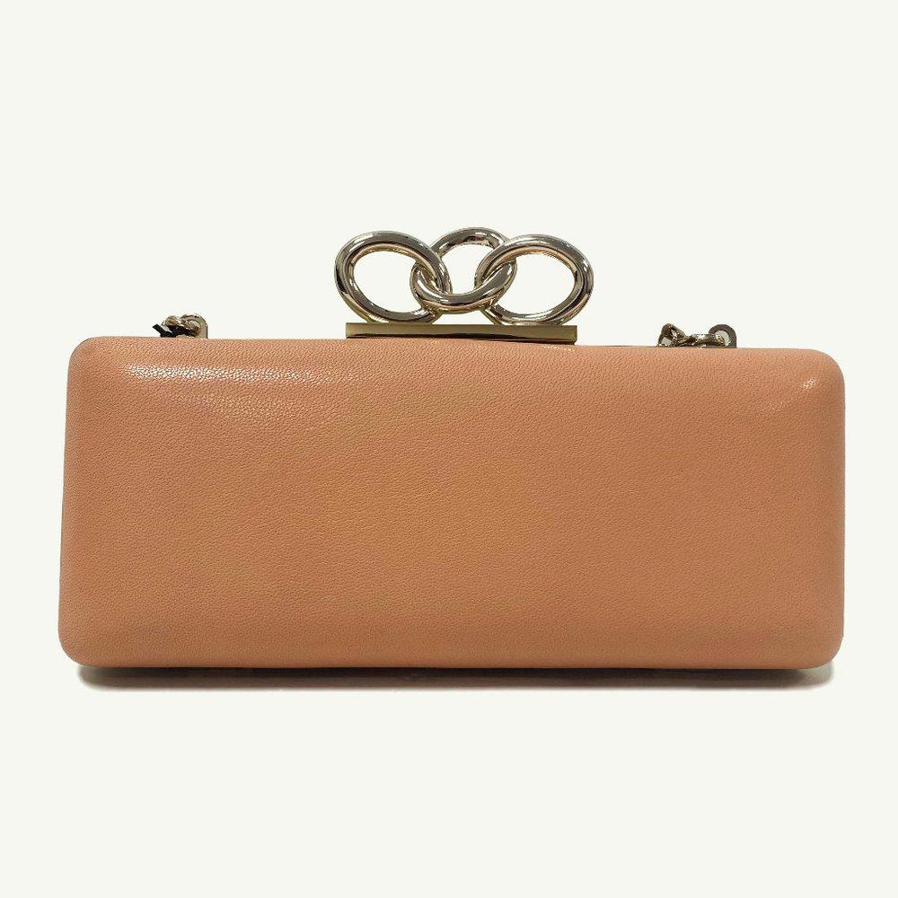 DVF Sutra Gold Metallic Miniaudiere Canvas Clutch