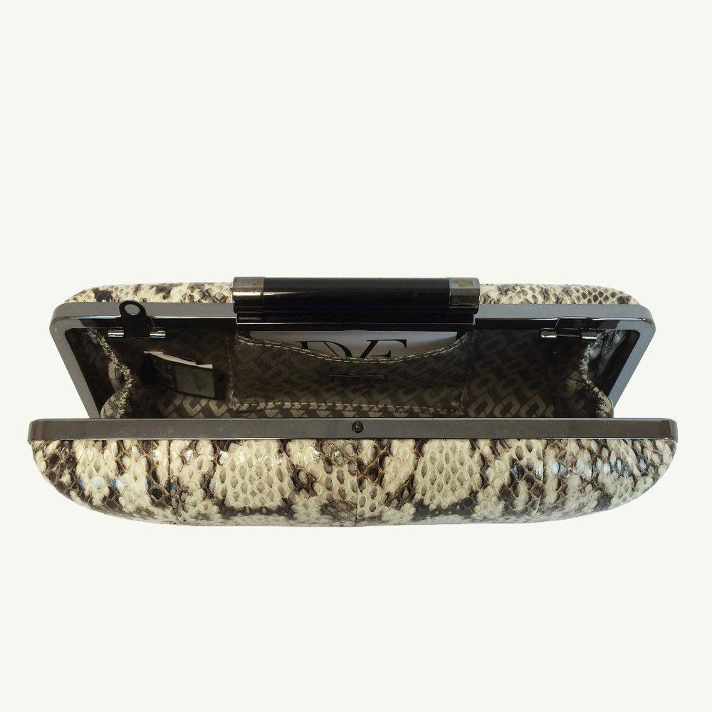 DVF Tonda Miniaudiere Snakeskin Embossed Clutch