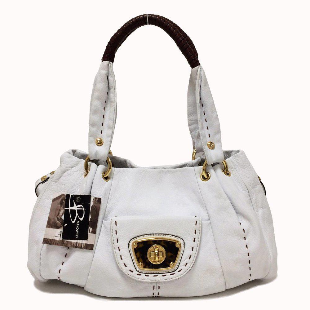 B.Makowsky Victoria White Leather Bag