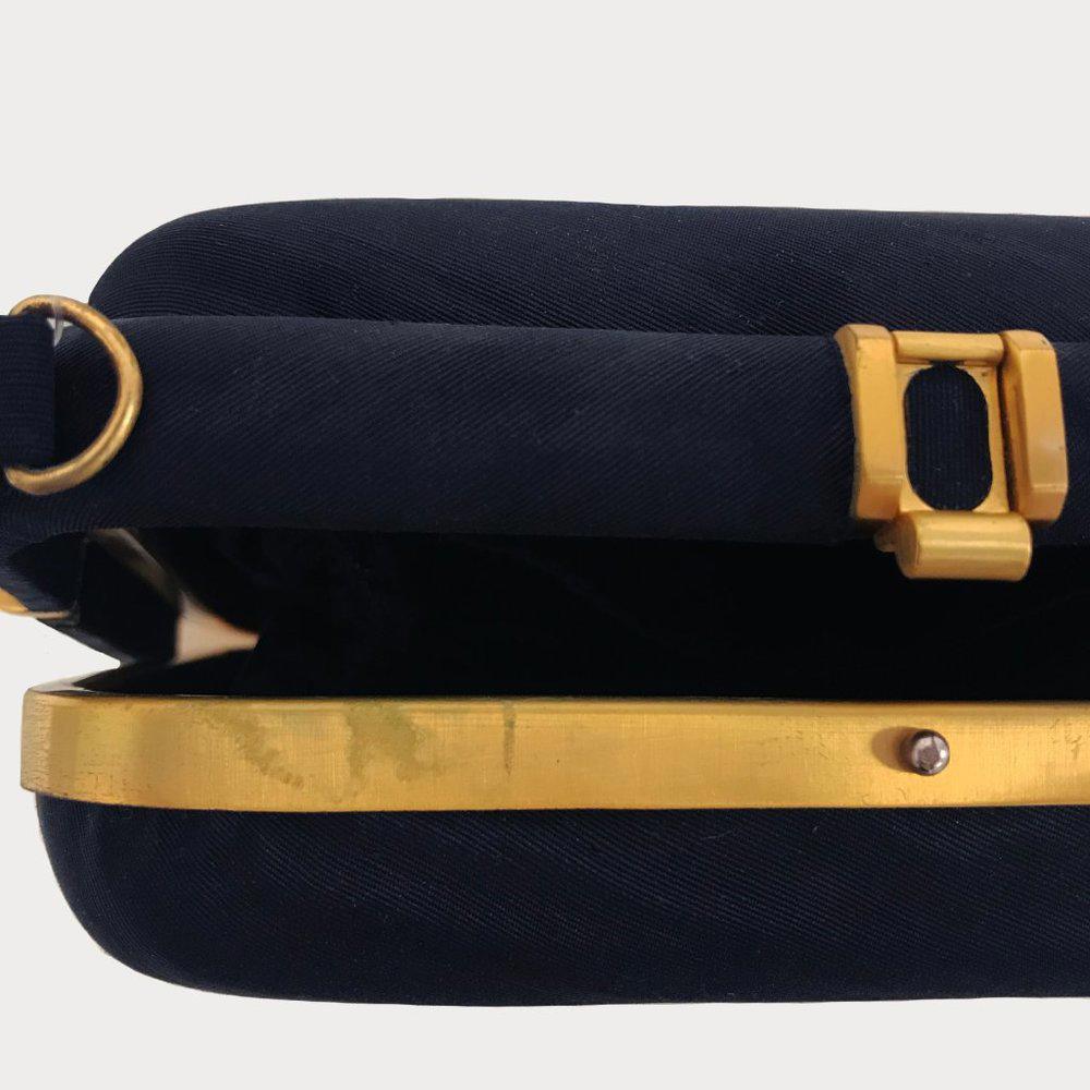 DVF Coryn Moire Navy Blue Nylon Clutch